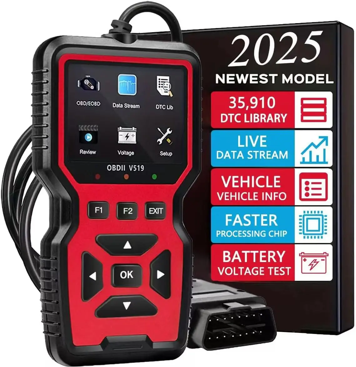 ماسح ضوئي Obd2 2025 - فحص قارئ رمز المحرك مع إعادة الضبط، جهاز اختبار البطارية، يدعم obd II (1996+) #1