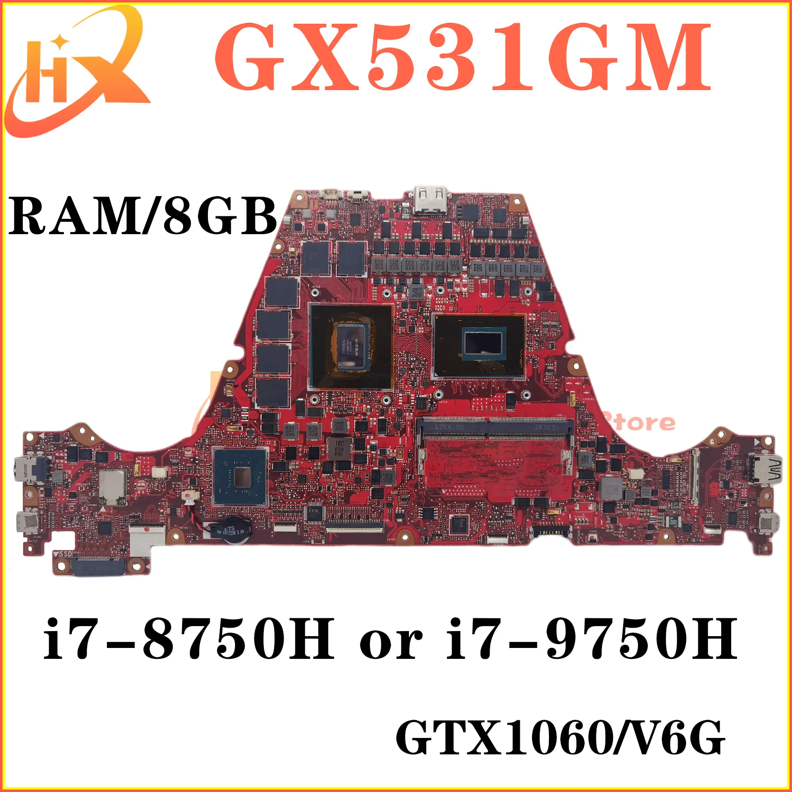 GX531G Mainboard For ASUS GX531GS GX531GM GX531GV GX531GX GX531GW GX531GWR Laptop Motherboard i7 8th/9th V6G/V8G RAM-8GB