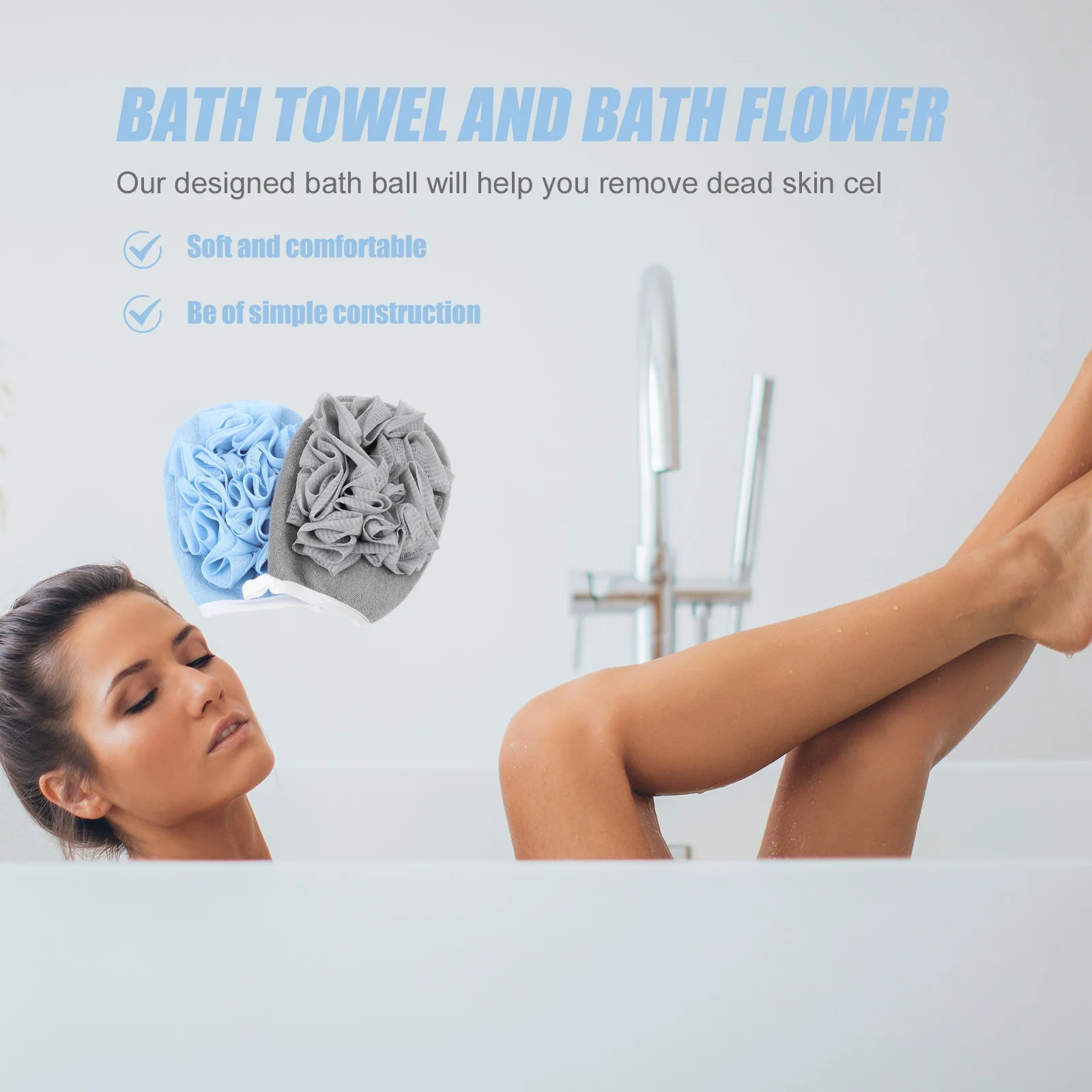 

2pcs Supple Thicken Shower Ball Bathing Flower Deep Cleaning Body Scrubber Exfoliating Foam Tool Durable Soft Bath Wipe Bathroom