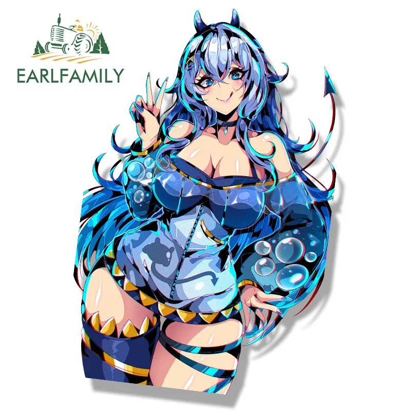 EARLFAMILY Chibi Rei Stingray Vtuber Car Sticker Sketch Waifu Fanart Decal Cartoon Shark Girl Peeker Stickers Car Accessories