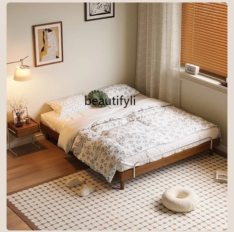 

French Vintage Style Boxwood Tatami Bedroom Backless Low Bed Simple Wedding Bed