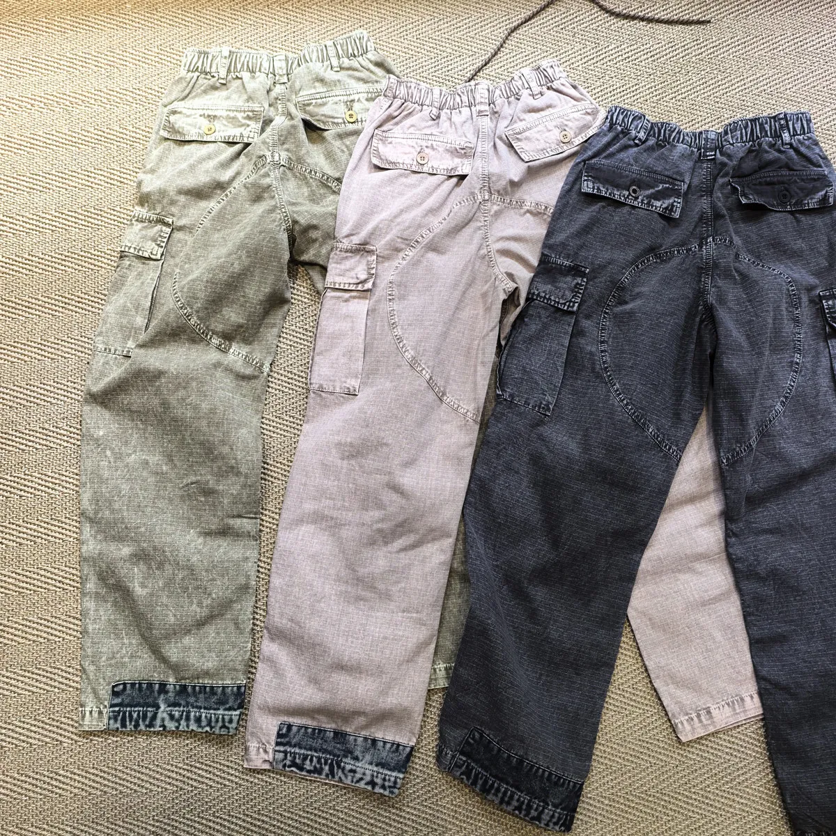 Amekaji Wear Rare Wax Dye Washed-out Vintage Loose Multi-Pocket Straight-Leg Ankle-Banded Pants Overalls Fashion