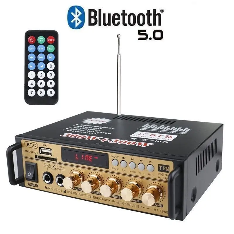 Mini Small Power Amplifier, Speaker Power Amplifier, Plug-in Card U Disk Radio DC 12 Volts 220V Bluetooth Power Amplifier