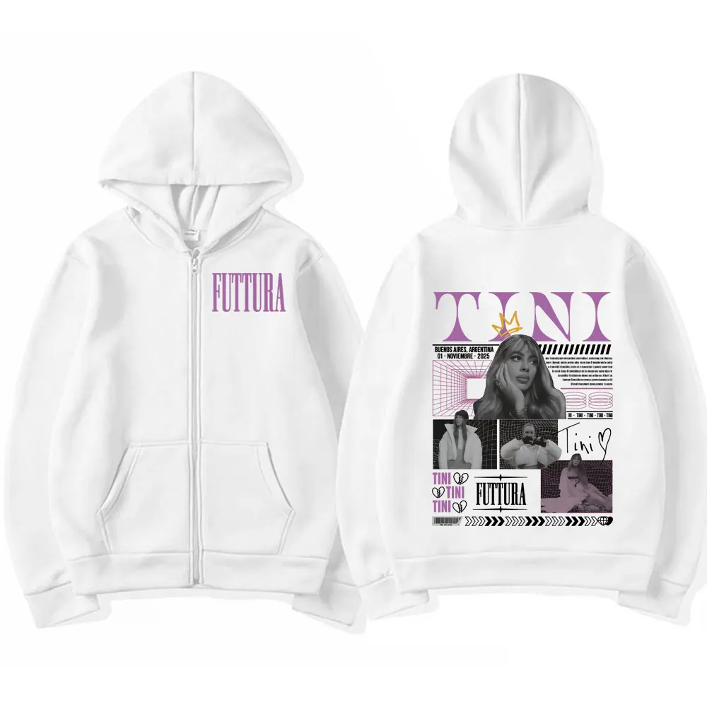 ألبوم Tini Stoessel Fectura 2025 جولة الرسومات زمم معاطف مقنعين البلوز الرجال النساء موضة الهيب هوب المتضخم سستة هوديس