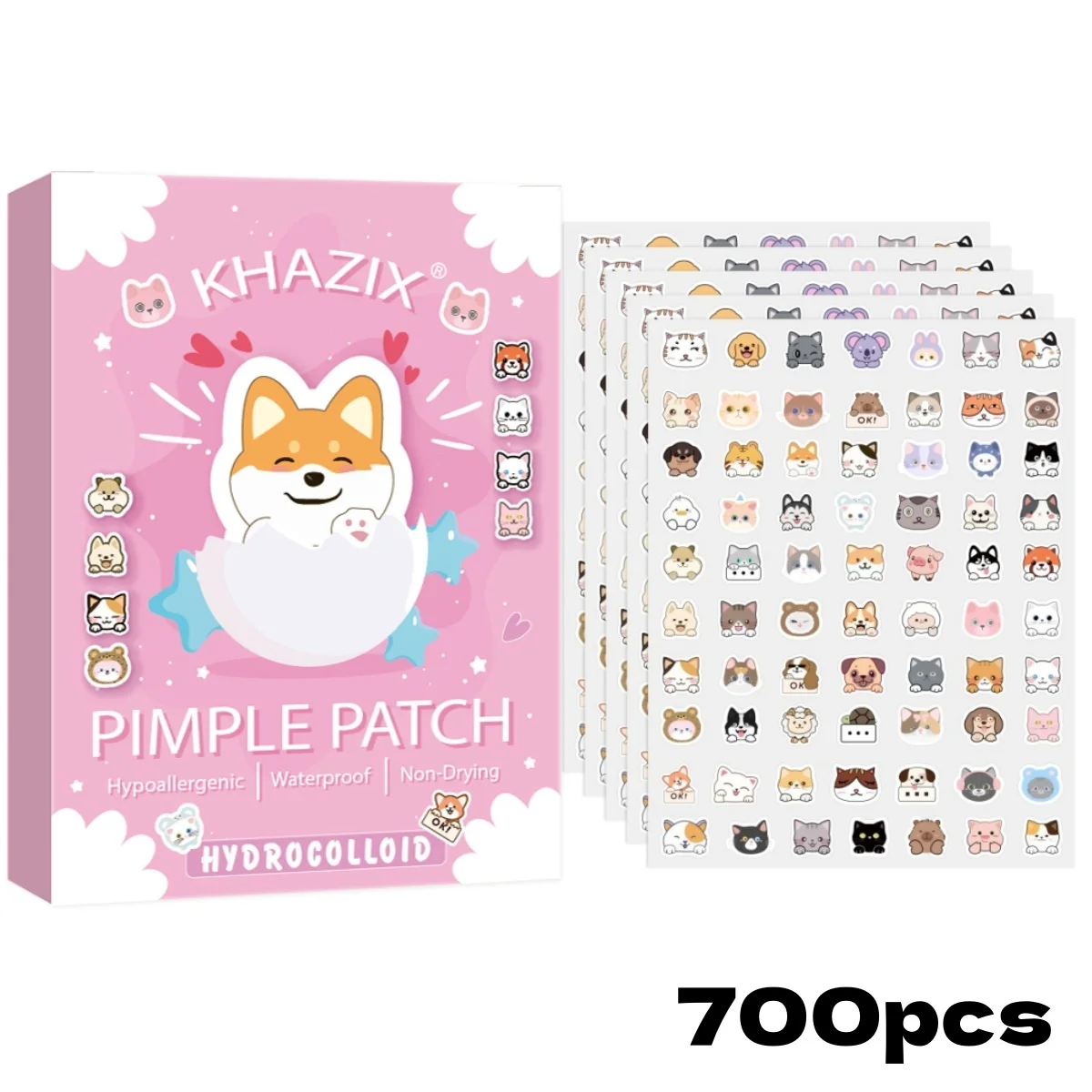 700 pcs Cartoon acne patch, cute cat-shaped facial concealer acne patch, safe, non-toxic, gentle and non-irritating