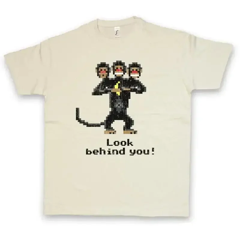 LOOK BEHIND YOU T SHIRT Three Headed Monkey The Game Secret Caribbean of