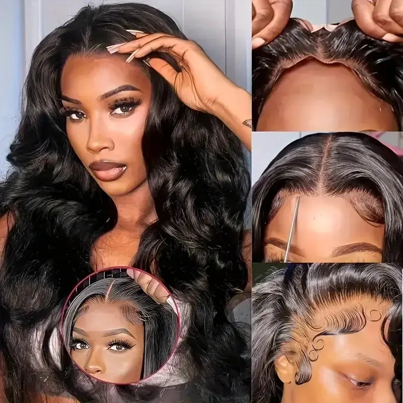 Rosabeauty Nature Color HD Body Wave 13X6 Transparent Lace Frontal Wig 13X4 Front Human Hair Glueless Wig 250 Density