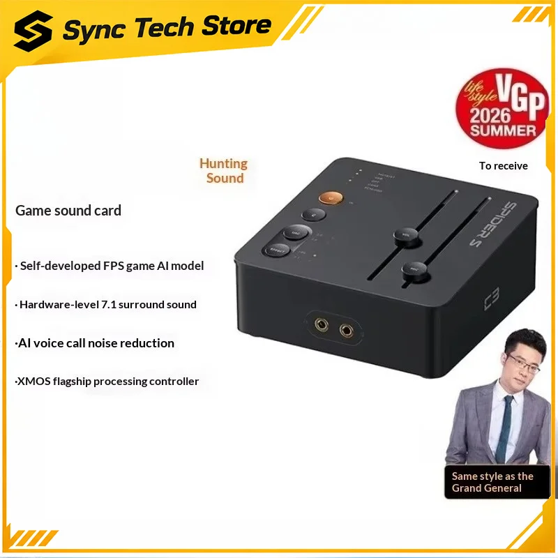 Fosi C3 AI Gaming Sound Card External DAC Amp StepSense Footstep Boost 7.1 Spatial Audio USB‑C for FPS Delta Force PUBG PC