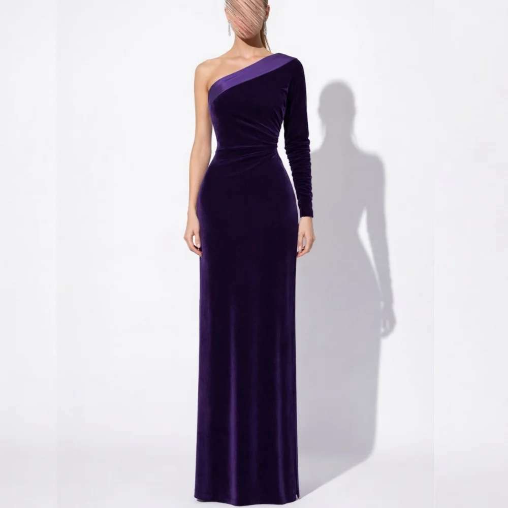 

Customized High Quality Grace One-shoulder Trumpet Violet Long Dresses Formal Evening Dress Bespoke Occasion Elegant Party