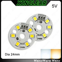 10 pz pannello ad alta luminosità bianco caldo DC 5 V nessun driver necessario SMD COB 2835 diametro del chip 24 mm scheda PCB per faretto da incasso fai da te