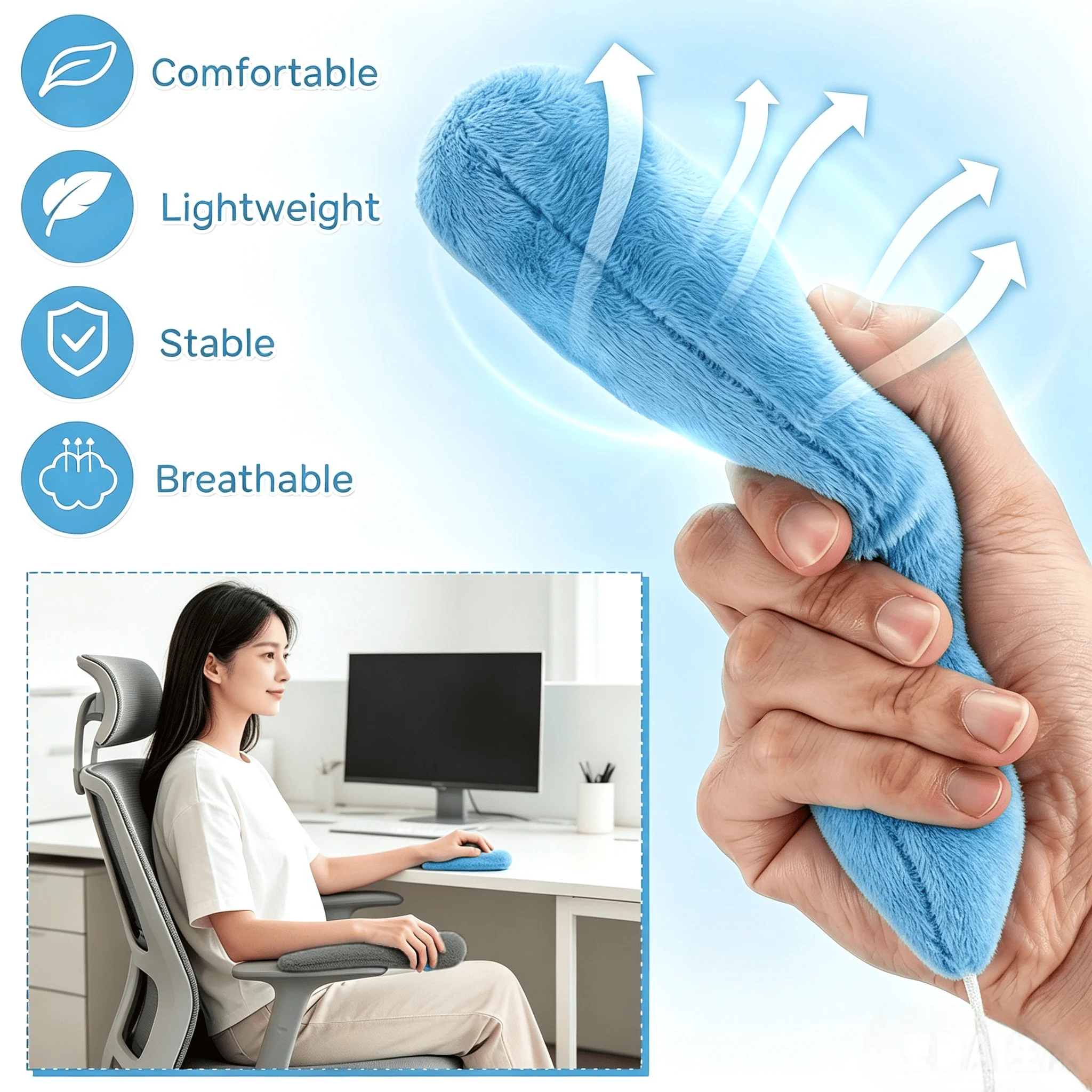 Plush Hand Pressure-Reducing Grip Pillow Provides Long-Term Grip Cushioning to Relieve Hand Tightness, Soreness and Swelling
