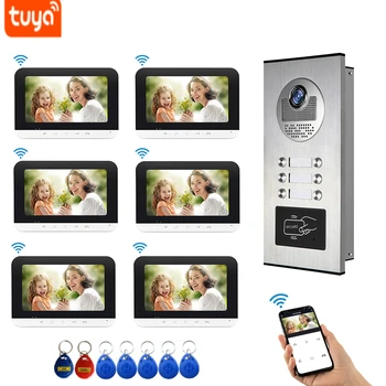 투야 HD 비디오 문짝 전화 인터콤 시스템, 녹화 및 스냅샷, 방수 초인종 카메라, 2 ~ 6 평용, 4 코어 와이파이, 7 인치