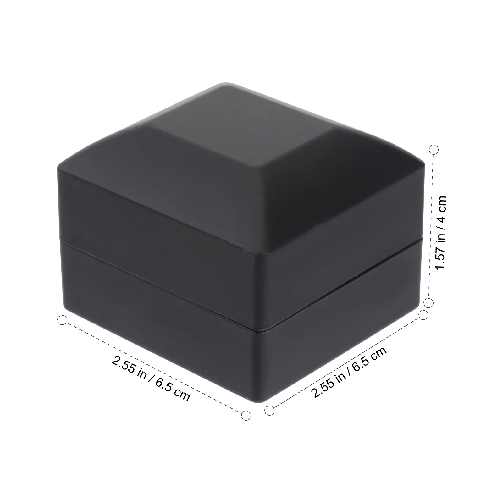 Jewelry Wedding Ring Box Case Black Durable PU Metal LED Lighting Romantic Proposal Ring Gift Storage Box Case