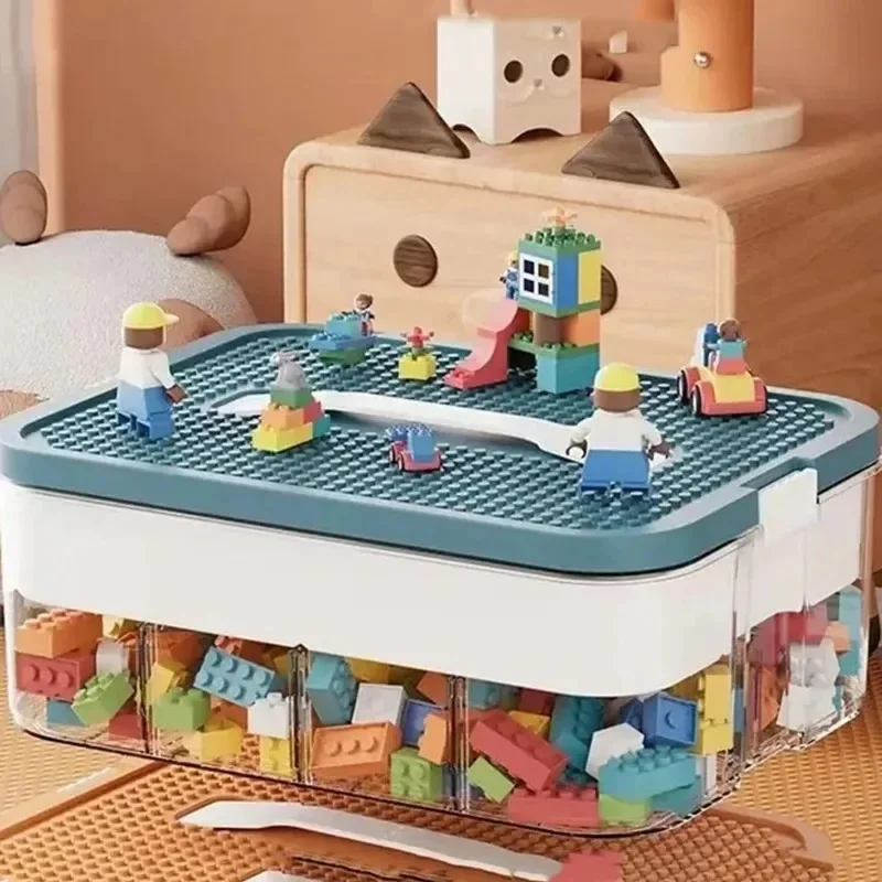 2 Layers Kids Building Block Storage Box Adjustable Sundries Container Classified Small Storage Container Toy Organizer Box