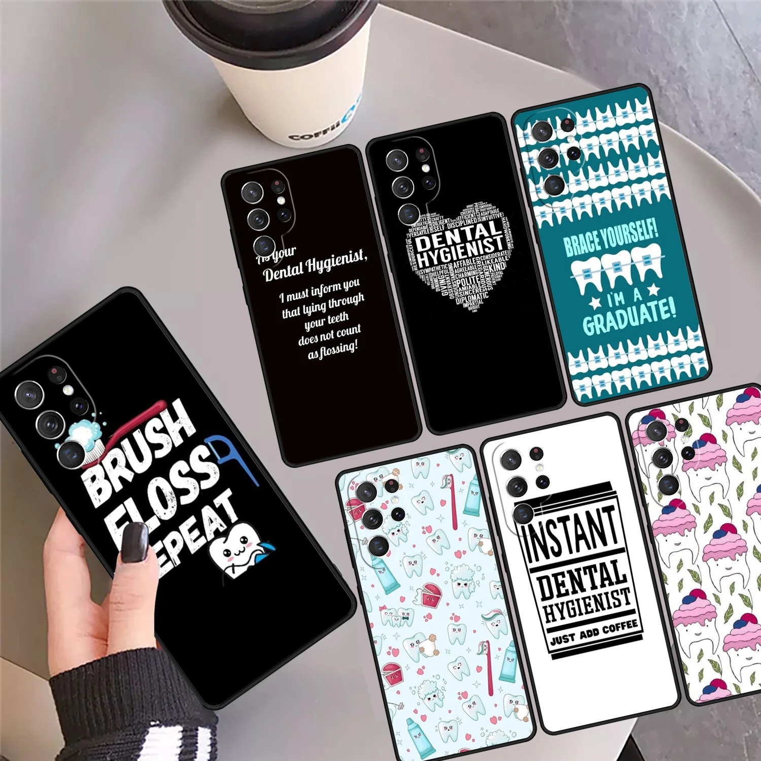 

Dentist Tooth Dental Hygienist Phone Case Cover For Samsung Galaxy S24 S25 Ultra 23 S22 Plus S21 FE S20 Note 10 Pro 20