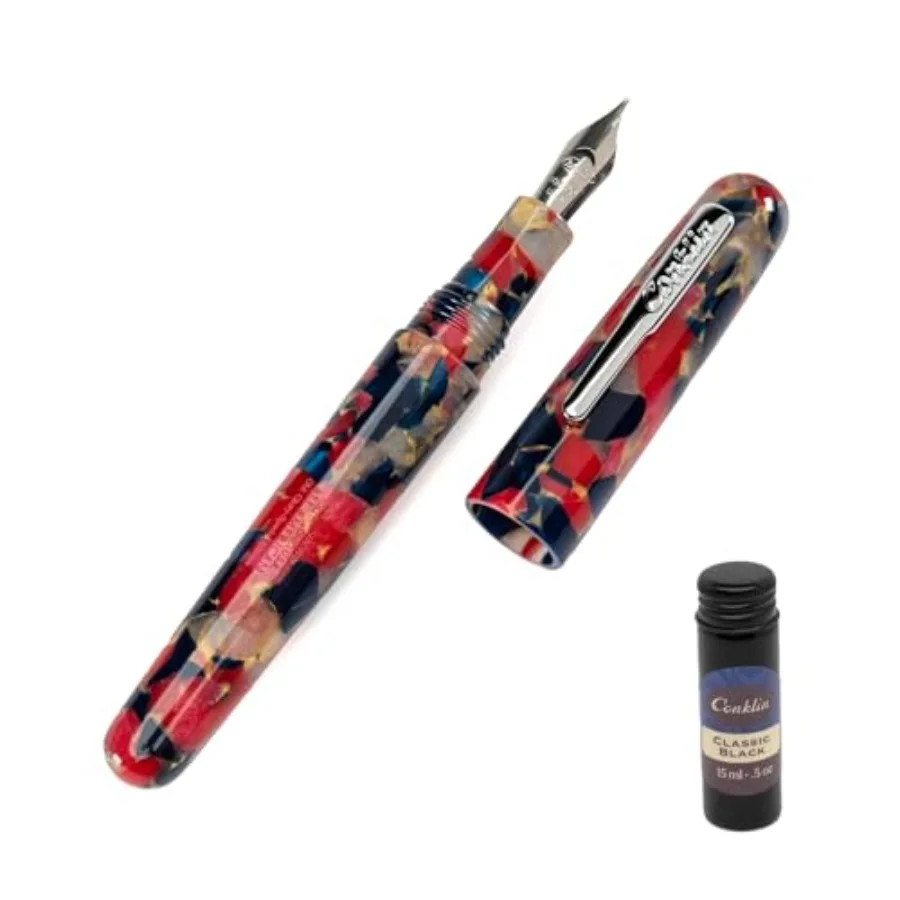 

All American Fountain Pen Old Glory Special Edition Broad Nib with Free 15ml Black Ink Bottle Bold Signature Writing Pen Gift f
