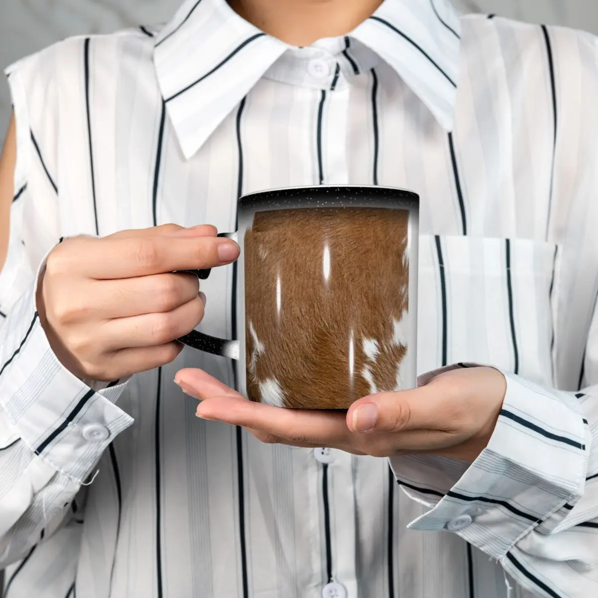 Stylish Cow Fur Cowhide Texture Cow Skin Print Pattern Mug Ceramic Coffee Cups Tea Mugs Milk Cup Drinkware Gifts for Friends