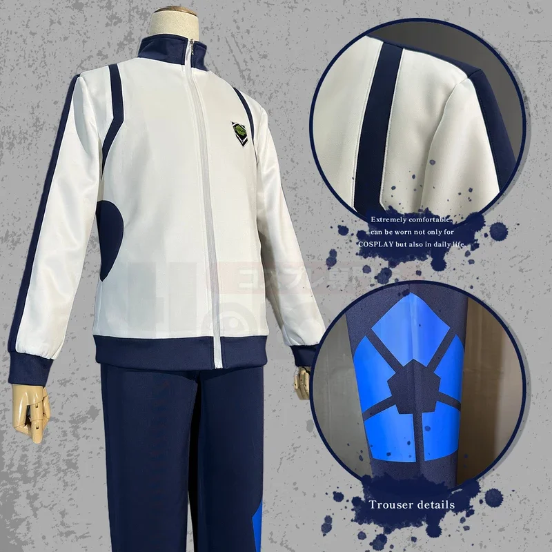 HOLOUN Blue Lock Anime Reo Nagi Bachira Isagi Chigir Cosplay Costume Full-Zip Pocket Sportswear Tracksuit Embroidery Hoodie