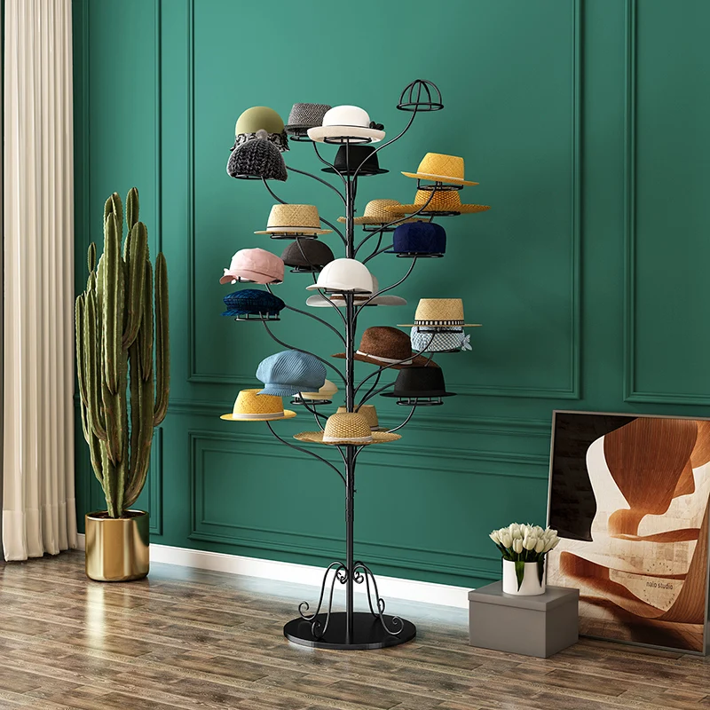 Tree Shape Hat Display Stand Floor Multi-Layer Cap Organizer Store Clothing Rack Children's Boutique Display Rotating Cap Holder