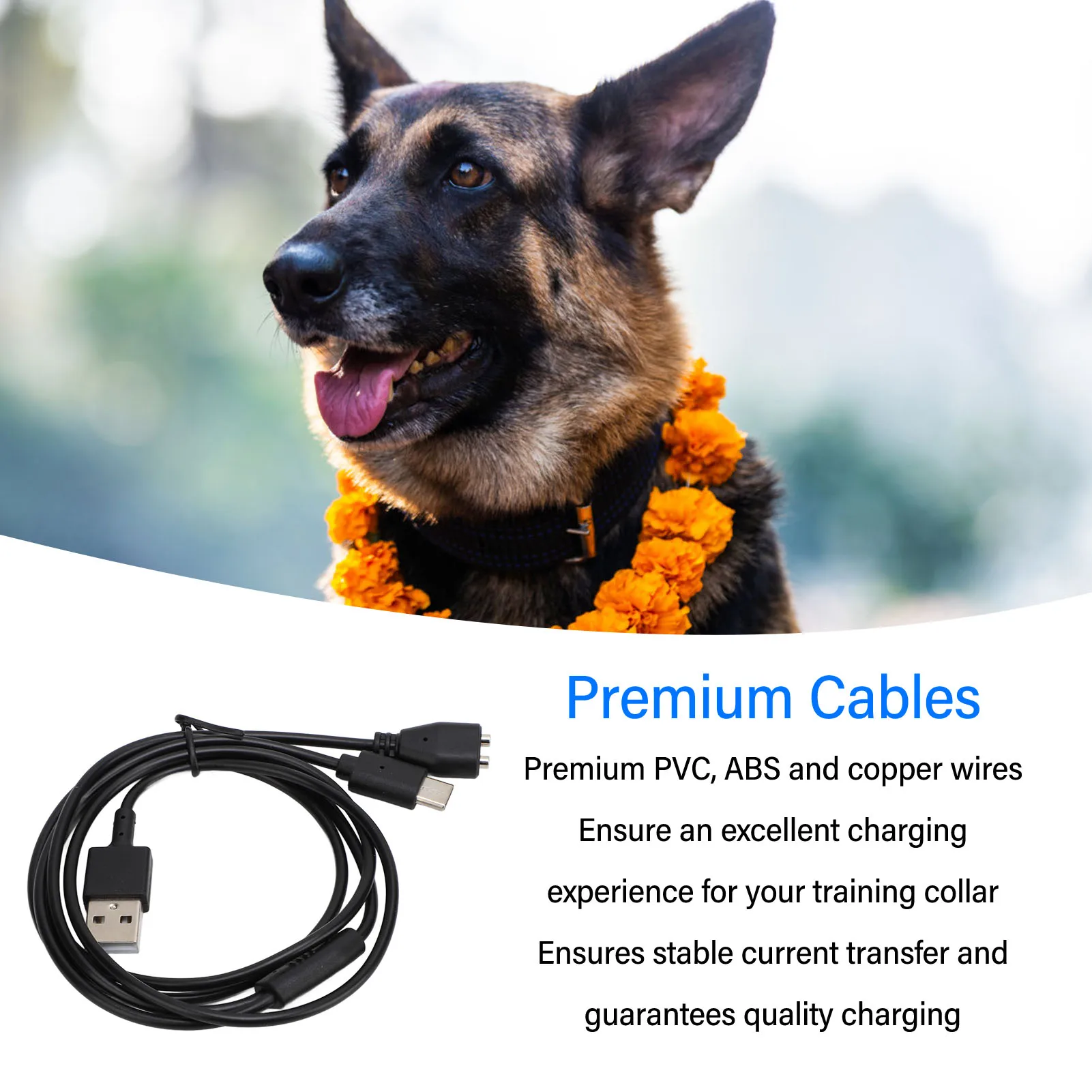 Magnetic  Cord Professional Stable Performance Efficient Dog Training Collar Charging Cord 2 in 1 for Dog Bark Collar