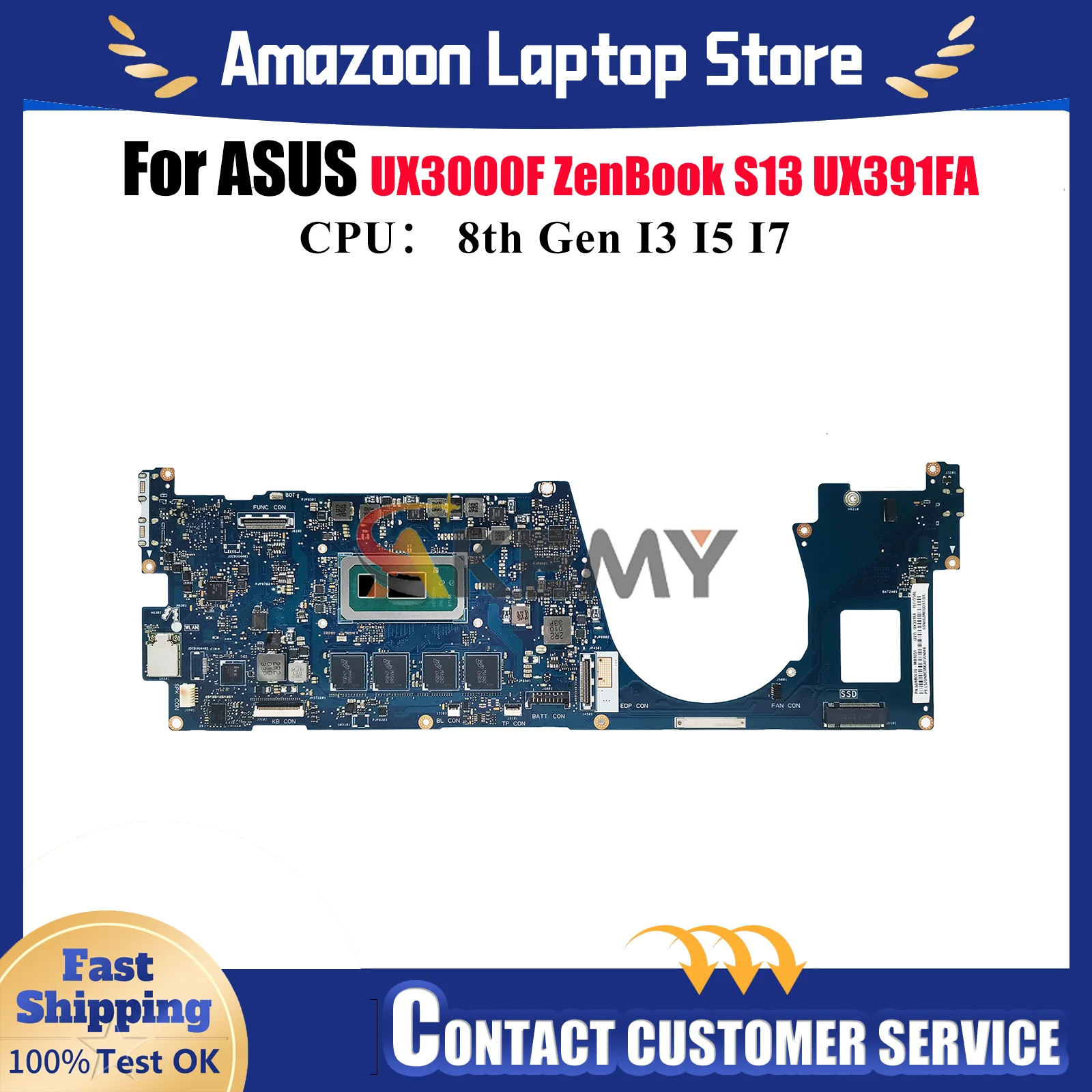 

UX391FA Материнская плата для ноутбука ASUS ZenBook UX3000F ZenBook S13 UX391F UX391FA Материнская плата с процессором I3 I5 I7 100% tests OK быстрая доставка
