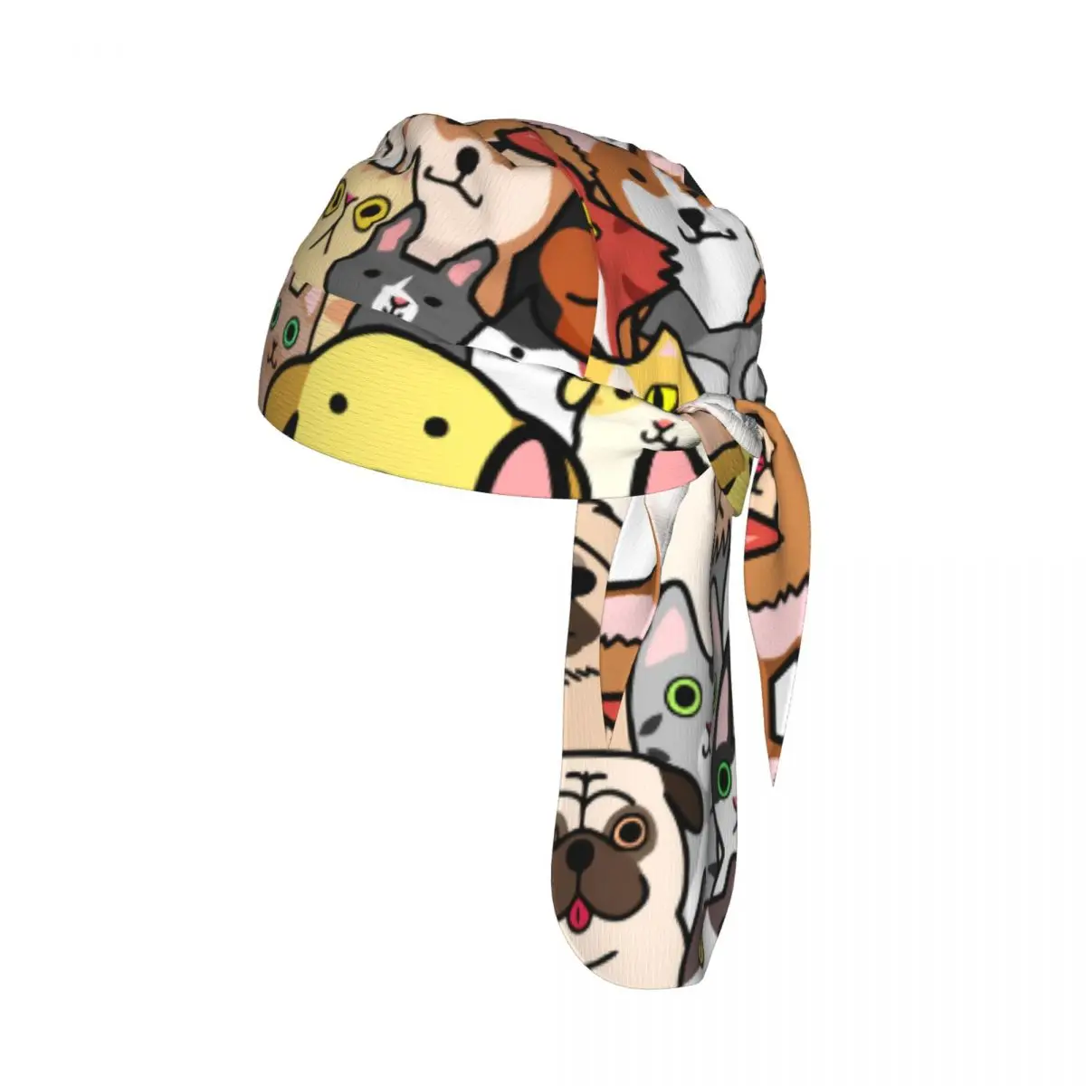 

Quick-drying Beanie Pirate Hat Doodle Dogs And Cats Faces Sport Cycling Cap Hiking Camping Head Scarf Bandana Hat