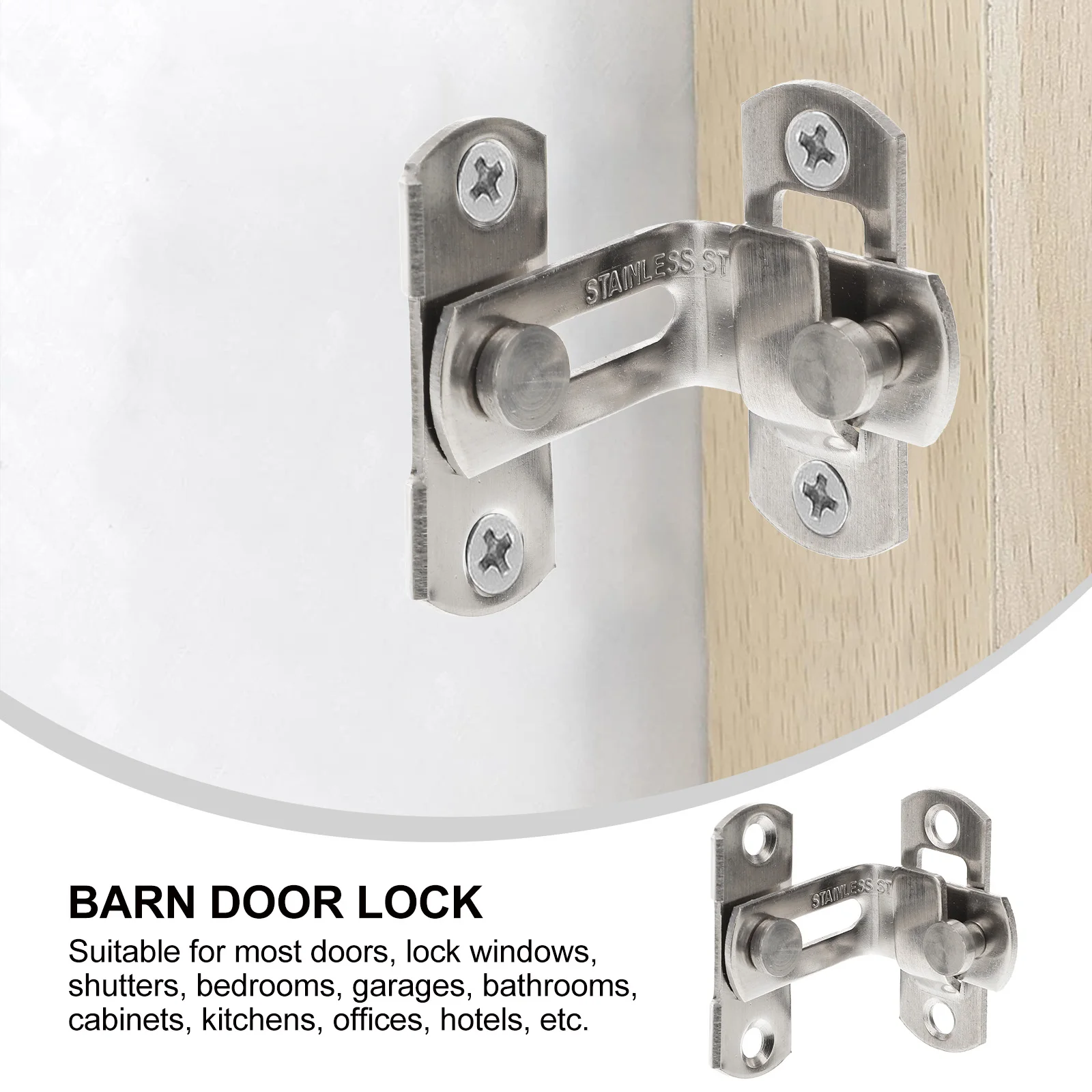 

3 Sets Stainless Steel Flipping Door Latch 90 Degree Sliding Barn Door Lock Rustproof Security Latch For Bathroom Garage Cabinet