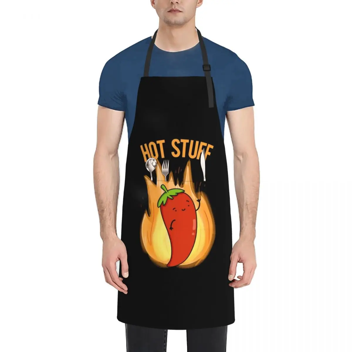 Hot Stuff Funny Hot Chilli Pepper Puns (Dark BG) Apron For Cosmetologist Chef Accessory Household Items Useful Apron