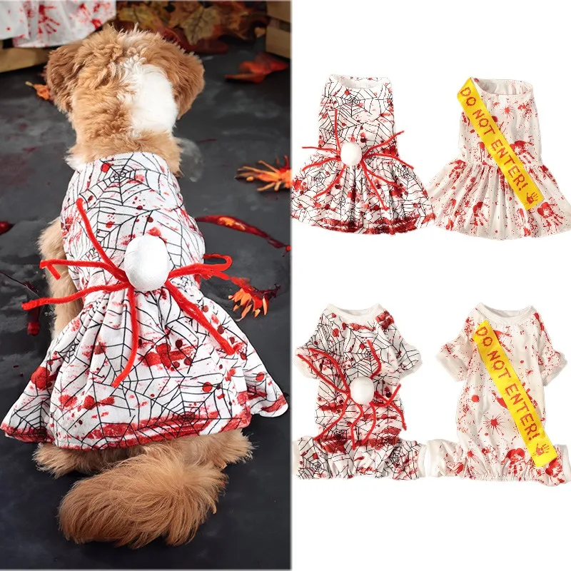 Halloween Dog Costume Funny Dog Clothes Terror Spider Skull  Pet Dog Dress Puppy Jumpsuit Chihuahua Bichon Dachshund Dog Outfits