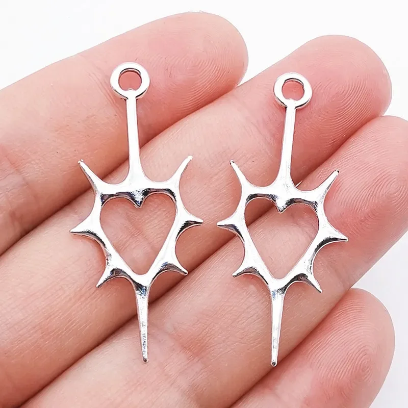 WZNB 5pcs Gothic Thorn Heart Pendant Women Korean Fashion Cross DIY Punk Style Jewelry Gift Hip Hop Retro Accessories