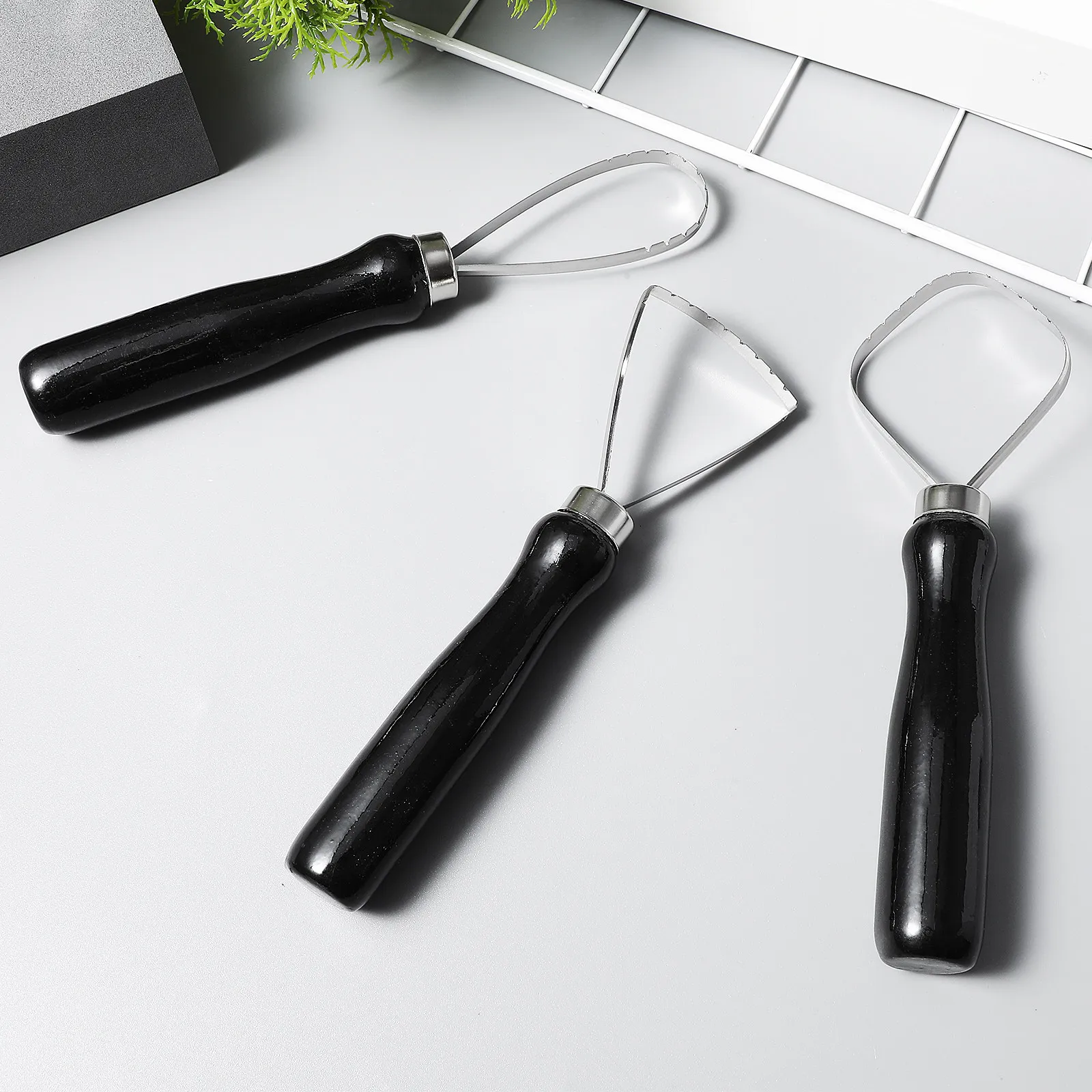 3Pcs Sculpture Scraper Tool Set Ceramic Loop Tool for Pottery Clay Sculpting Carved Trimming Craft with Economical Grip Design