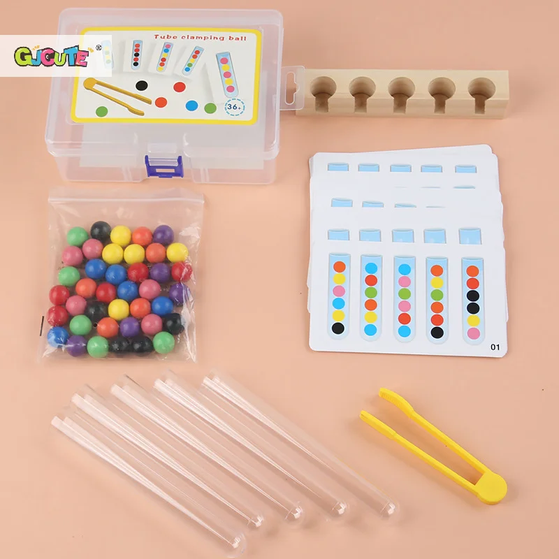 كليب الخرز الخشبي لعبة أنبوب اختبار ، لعبة فرز الألوان ، عد الخرز المهارات الحركية الدقيقة ألعاب مونتيسوري للأطفال ، هدية للأطفال #5