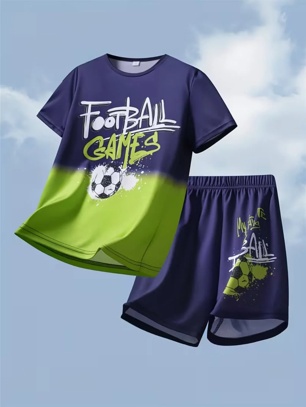 Children's Clothing Suit for Boy Football Jersey Summer Short Sleeve T-Shirt Shorts Set Outdoor Soccer Shirt Casual Children Top