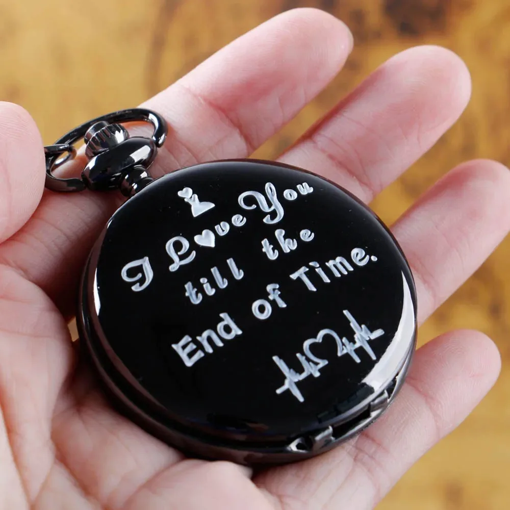 개성 창조적 인 빈티지 포켓 시계 실버/골드/블랙 커플 쿼츠 시계 당신을 사랑합니다 남성 여성을위한 최고의 선물