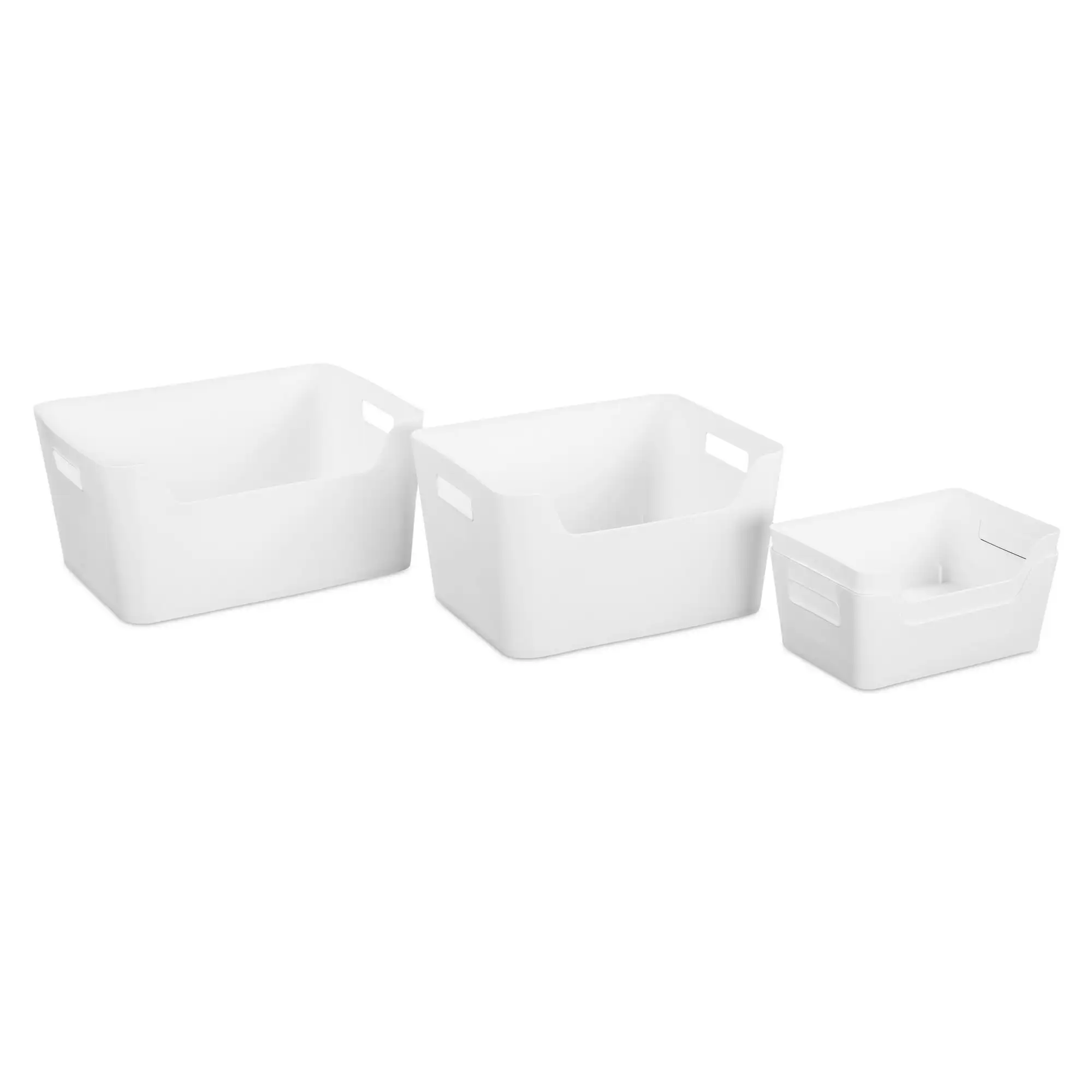 (5 pack) Mainstays 2-Pack Small Easy Access Bins Plastic, White