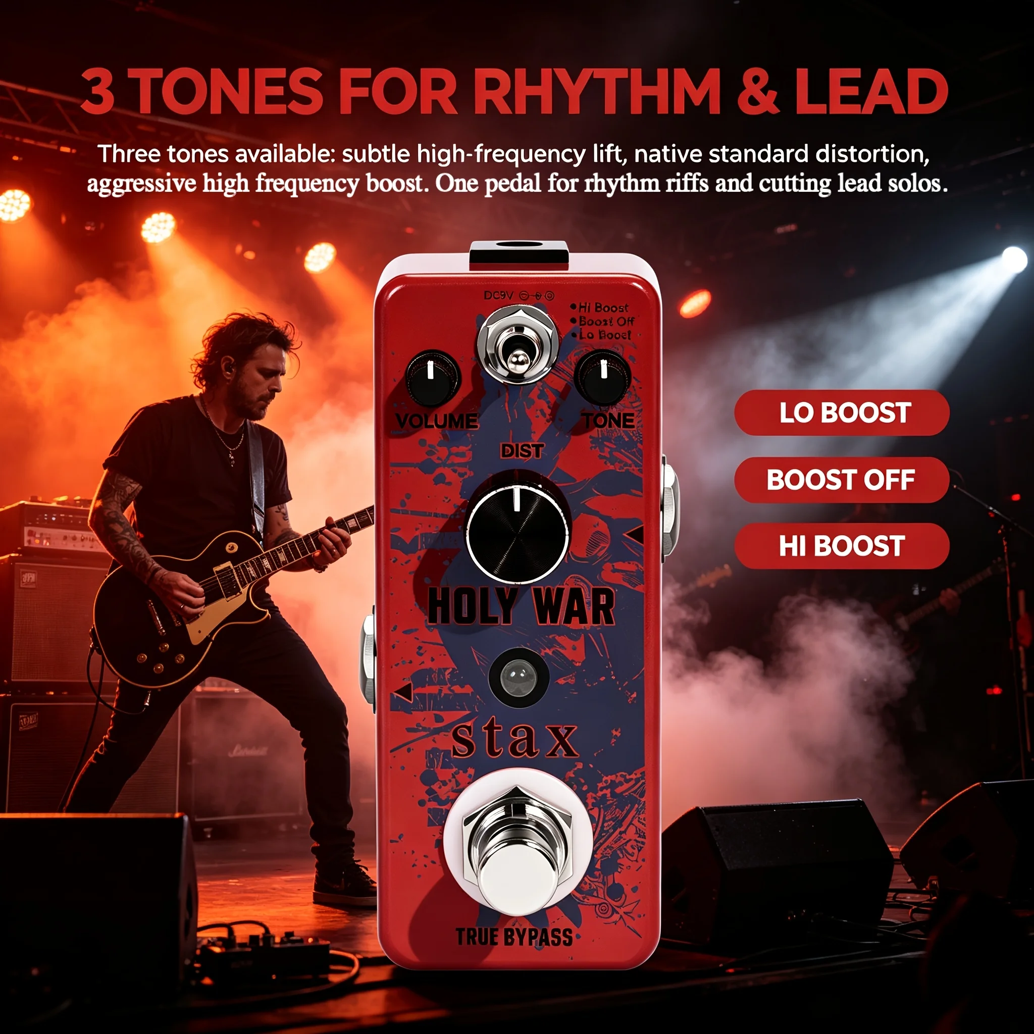 Stax Guitar Distortion Pedals Ultra Powerful Heavy Metal Dist Effect High Performance PDS-2 For Electric Guitar Bass Metal