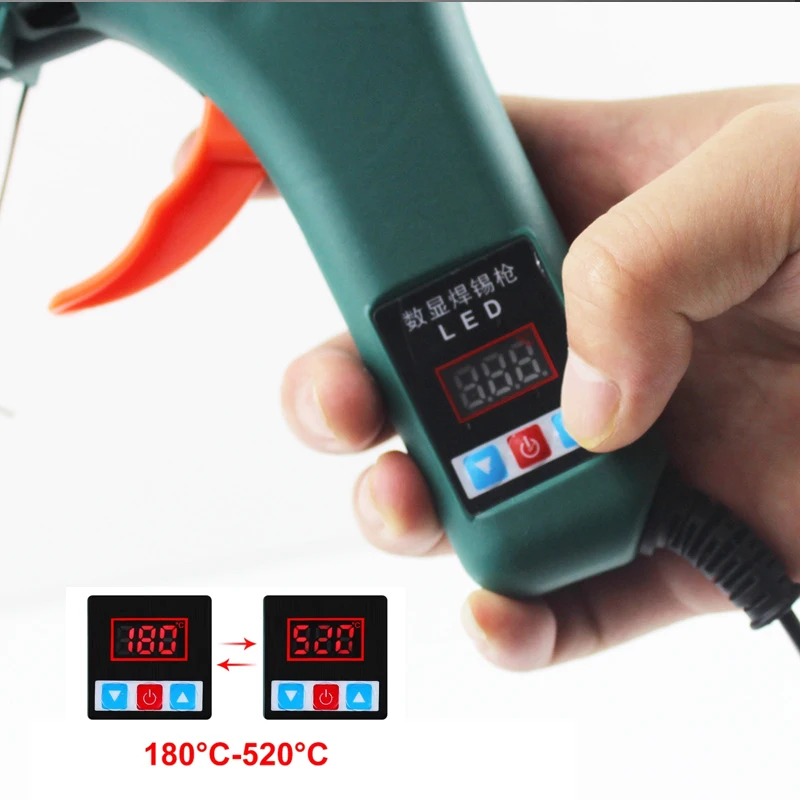 80W Digital Display Soldering Iron Gun 110V / 220V 180-520°C Adjustable Temperature Automatic Send Tin Gun welding Repair Tool image 5