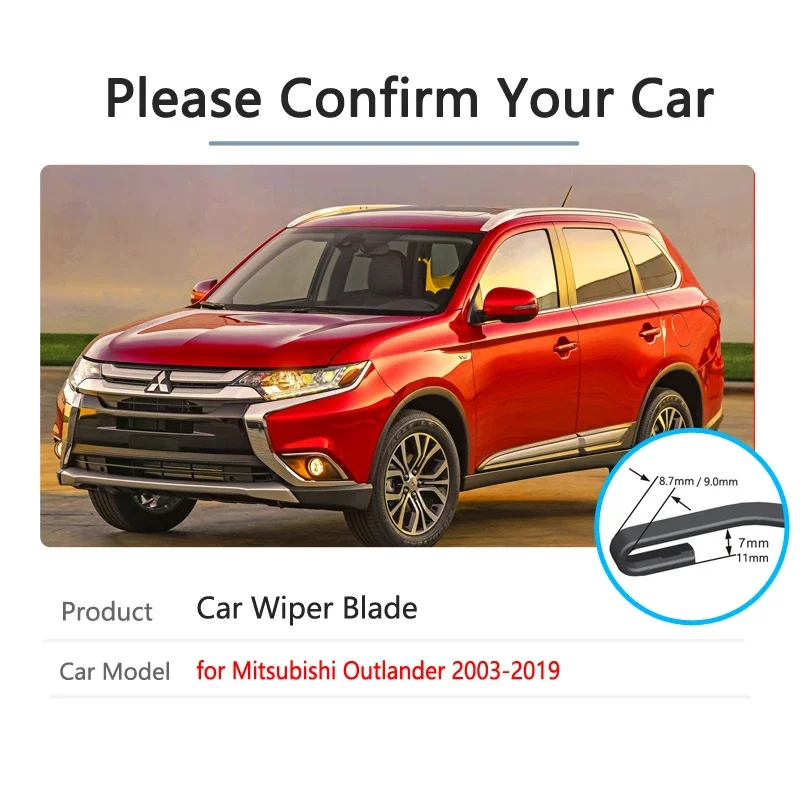 For Mitsubishi Outlander 2003~2019 Wiper Blade Car Accessories Stickers Front Windshield Wipers 2007 2008 2015 2016 2017 2018