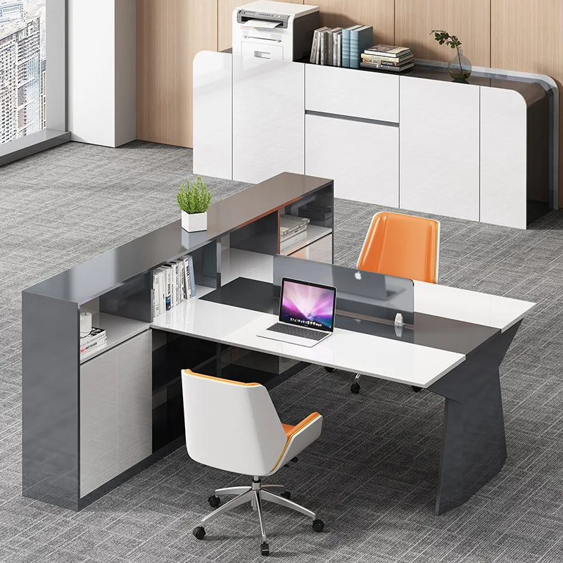 Lacquered office desk and chair set, 24-person screen, booth workstation, office desk furniture for finance staff