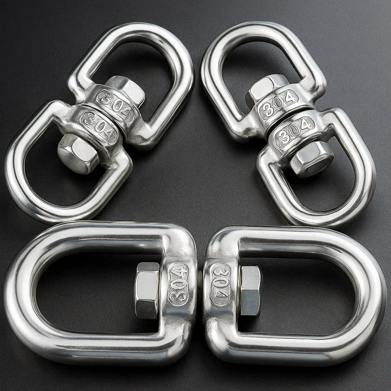 M3 M4 M5 M6 M8 M10~M14 304 Stainless Steel 8-word Universal Dog Chain Climbing Swivel Ring Hook Eye Connectors Carabiner Clasp