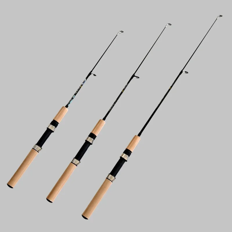 

Winter Shrimp Ice Fishing Rod – Mini Carbon Elastic Rod w/ Metal Reel & Wood Color Anti-Slip Handle for Pesca