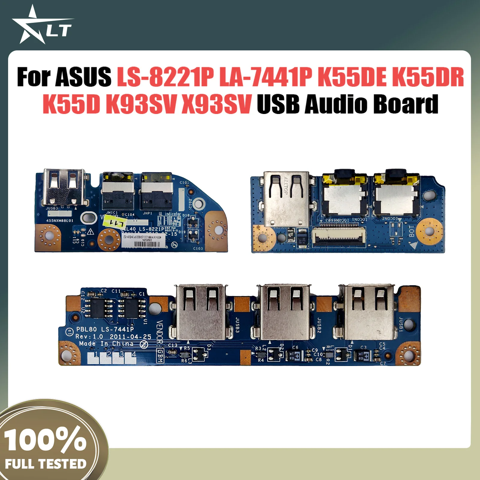 For ASUS K55DE K55DR K55D K93SV X93SV 45VD K45V A45V laptop USB Board Audio Board LS-8221P LA-7441P 100% Tested Fast Ship