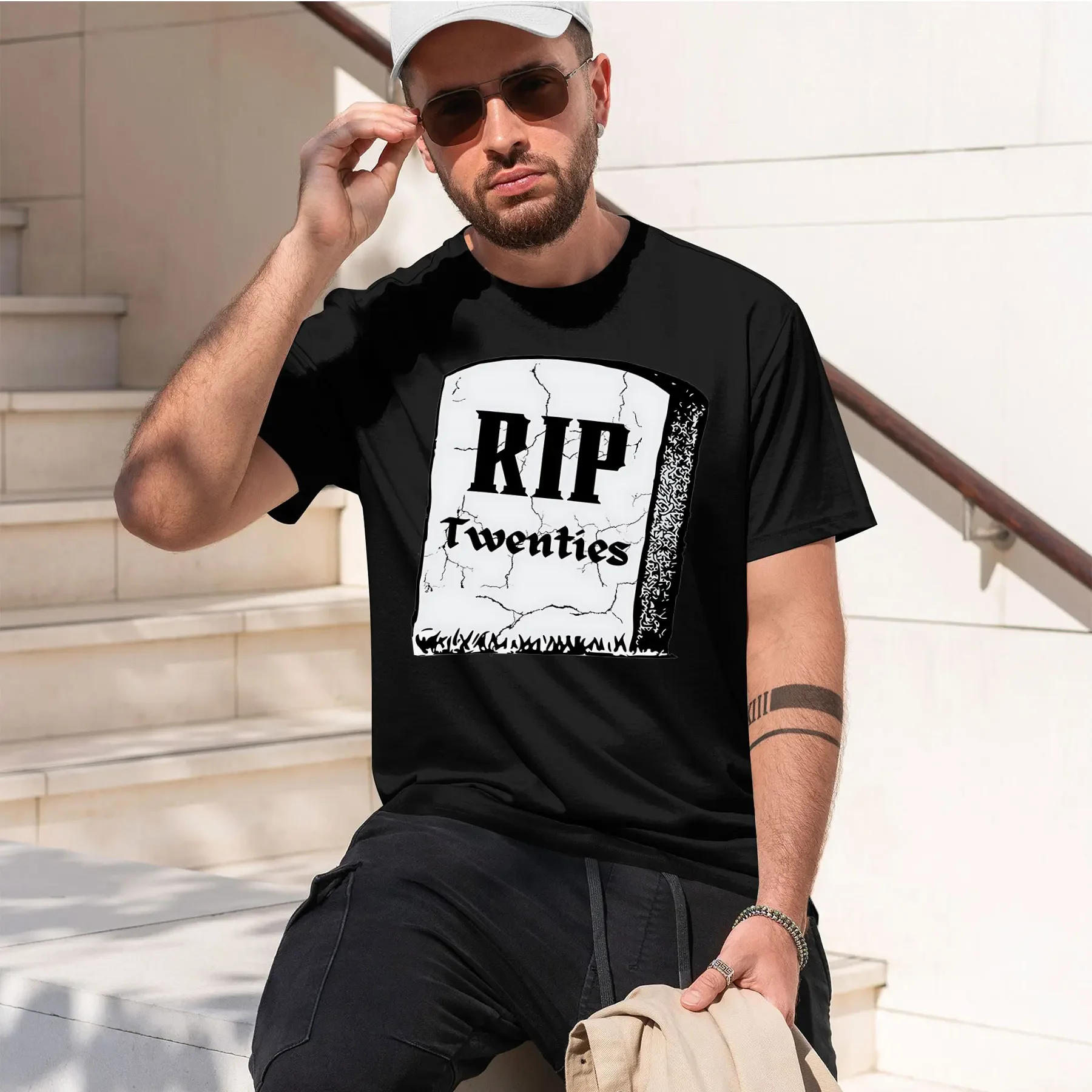 RIP twenties  RIP 20s  2026 new fashion heavyweight hot selling retro printed pattern fun round neck T-shirt for daily comfort