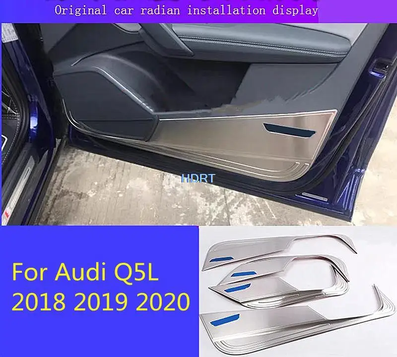 

Car style Door Anti Kick Pad Protection For Audi Q5L 2018 2019 2020 Stainless steel kickplate Stickers Auto Interior Accessories