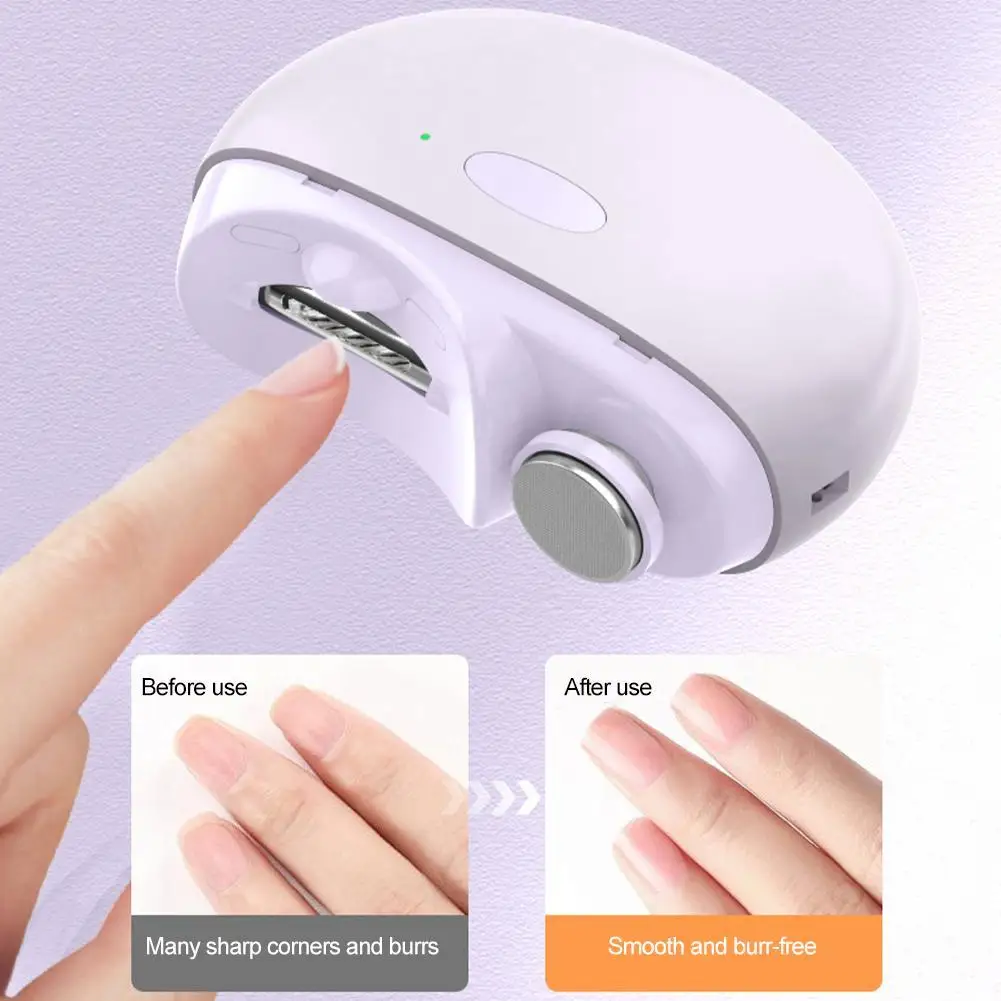 

2 In 1 Electric Nail Clippers Automatic Anicure Trimmer With Polisher & Light Adult Baby Fingernail Toe Scissors