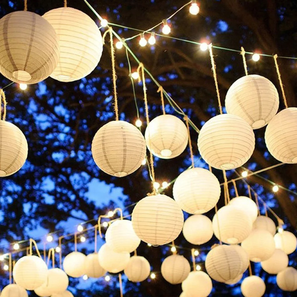 

18Pcs Foldable Paper Lanterns Set 20cm Round Chinese Decorative Lanterns Festival Hanging Garden Birthday Wedding Party
