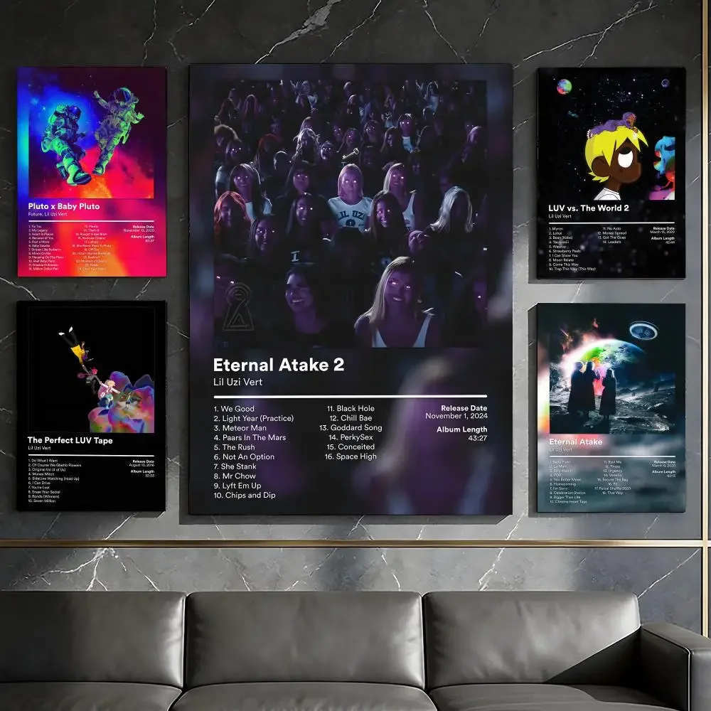 L-Lil U-Uzi Album Poster Waterproof Peel & Stick Wall Sticker Self Adhesive Art Decor For Living Room Bedroom