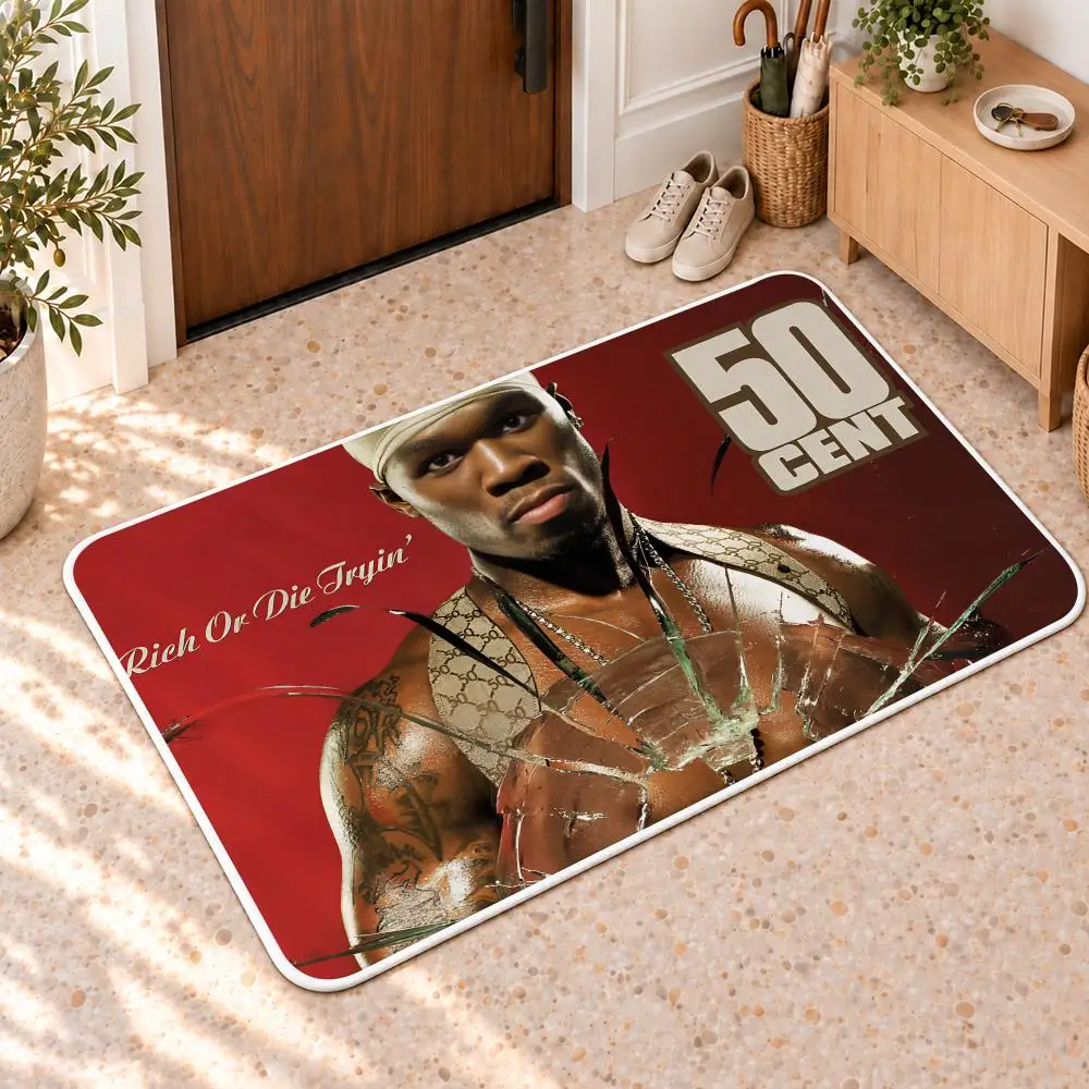 50 C-Cent Hip-hop Rapper Floor Mat Flannel Rug Soft Non Slip Door Mat For Bathroom Bedroom Kitchen Living Room Home Decor