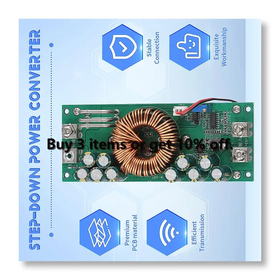 HOTDC-DC1500W DC Adjustable Step-Down Module 90V to 60V 48V 12V High Power 50A Power Converter