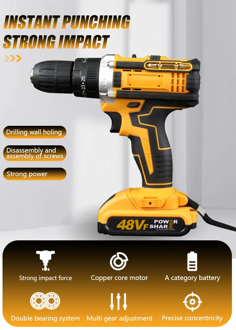 Multi-functional 16.8V Cordless Handheld Electric Screwdriver Mini Brushless Drill Variable Lithium Battery DIY Tools OEM